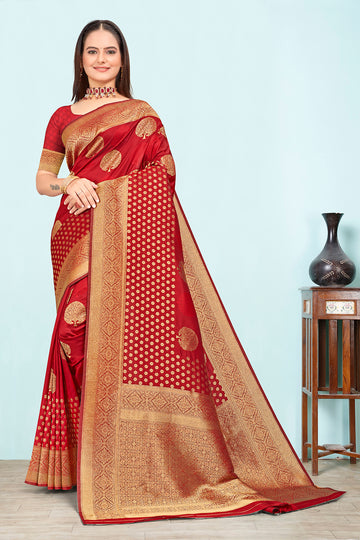 Red banarasi silk saree
