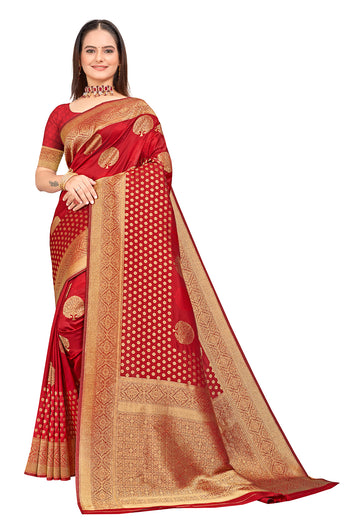 Red banarasi silk saree