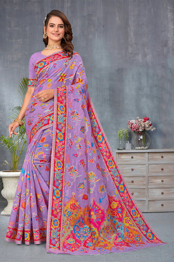 purpal Cotton Silk Saree