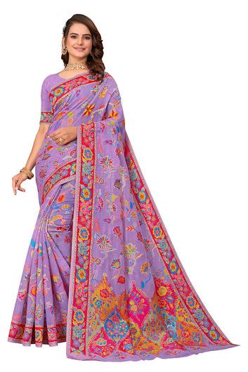 purpal Cotton Silk Saree