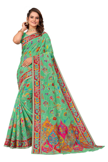 Mint green Cotton Silk Saree