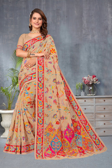 Buttermilk Beige Cotton Silk Saree