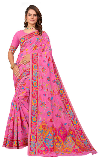 Pink Cotton Silk Saree