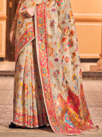Buttermilk Beige Cotton Silk Saree