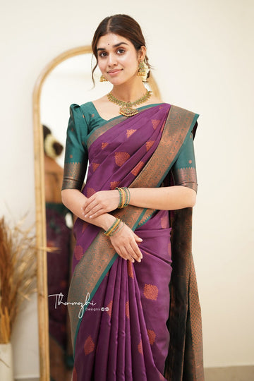 Magenta Pure Soft Silk Saree With Attractive Blouse Piece