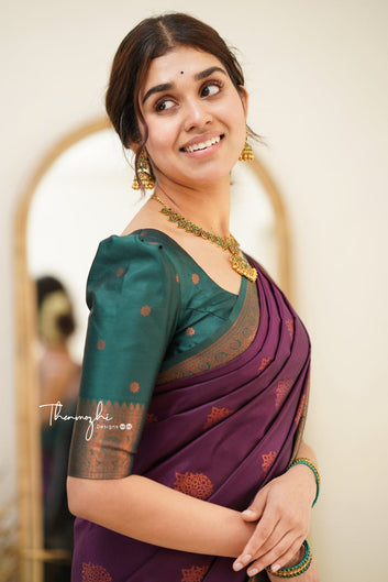 Magenta Pure Soft Silk Saree With Attractive Blouse Piece