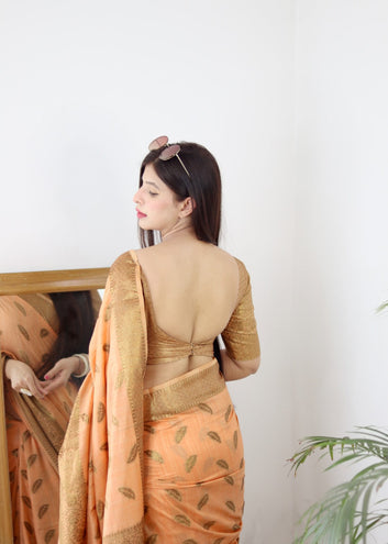 Orange Pure Soft Cotton Saree With Twirling Blouse Piece