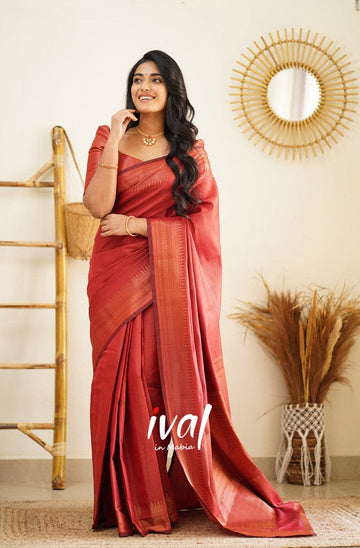 Red Pure Soft Silk Saree With Lovely Blouse Piece