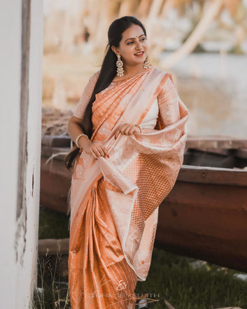 Pure Soft Semi-Silk Saree With Engrossing Maroon Blouse Piece