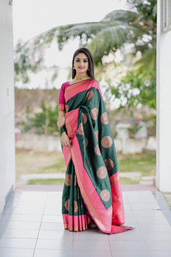 Green Pure Soft Silk Saree With Felicitous Blouse Piece