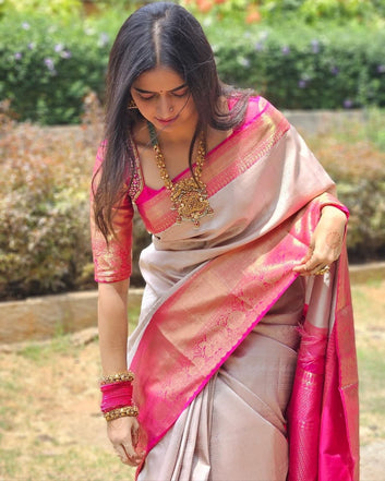 Light Grey Pure Soft Semi-Silk Saree Stylish Blouse Piece