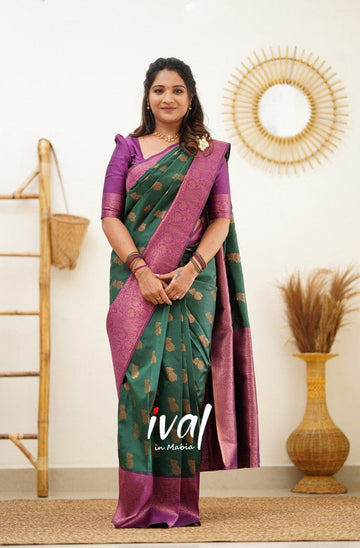 Green Pure Soft Silk Saree With Energetic Blouse Piece