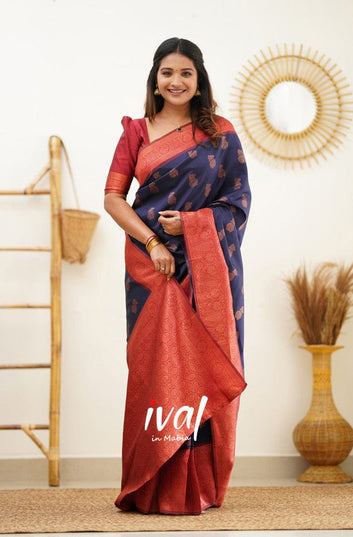 Blue Pure Soft Silk Saree With Energetic Blouse Piece