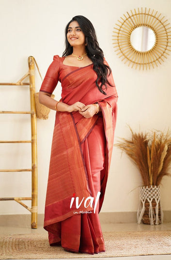 Red Pure Soft Silk Saree With Lovely Blouse Piece