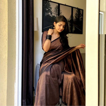 Black Pure Soft Silk Saree With Attractive Blouse Piece