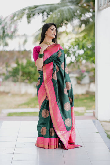 Green Pure Soft Silk Saree With Felicitous Blouse Piece