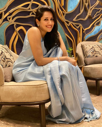 Sky Pure Soft Silk Saree With Lovely Blouse Piece