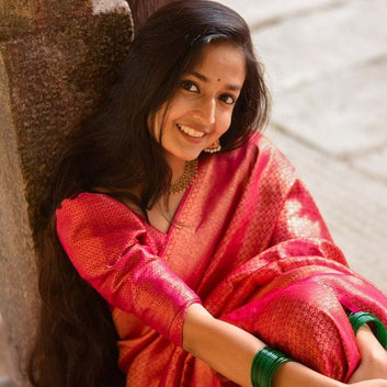 Phenomenal Red Pure Soft Silk Saree With Imbrication Blouse Piece