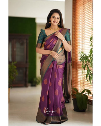 Magenta Pure Soft Silk Saree With Attractive Blouse Piece
