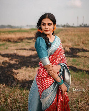Quintessential Red Pure Soft Silk Saree With Magnific Blouse Piece