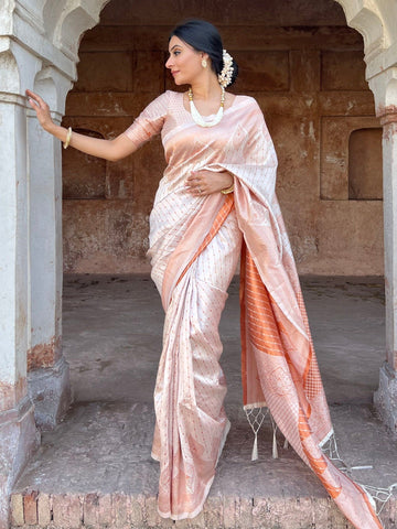 Pure Soft Semi-Silk Saree With Engrossing Maroon Blouse Piece