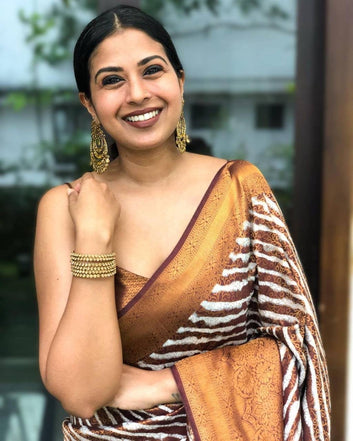 Quintessential Coffee Pure Soft Silk Saree With Magnific Blouse Piece