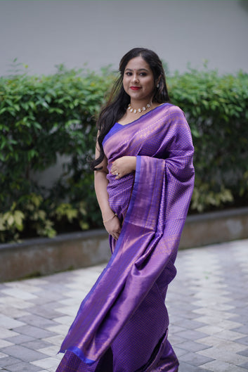 Royal Blue Pure Semi Silk Saree