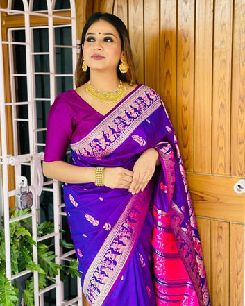Blue Pure Soft Silk Saree With Lovely Blouse Piece