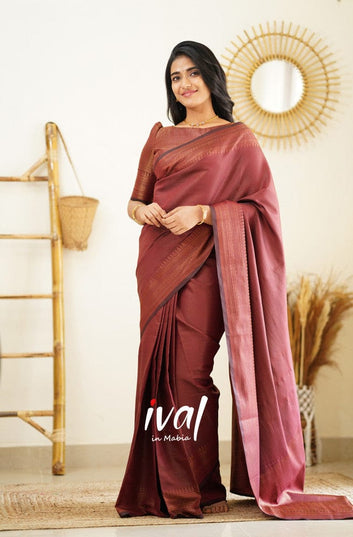 Maroon Pure Soft Silk Saree With Lovely Blouse Piece