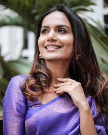 Violet Pure Soft Silk Saree With Attractive Blouse Piece
