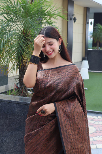 Staring Black Pure Soft Silk Saree With Tempting Blouse Piece