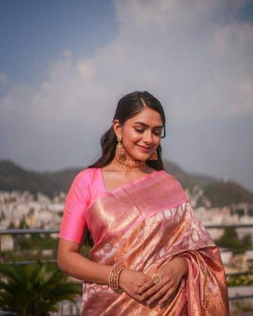 Baby Pink Pure Soft Semi Silk Saree With Attractive Blouse Piece