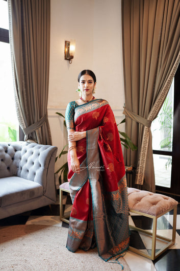 Maroon Pure Soft Semi-Silk Saree Stylish Blouse Piece