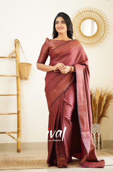 Maroon Pure Soft Silk Saree With Lovely Blouse Piece