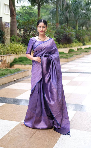 Royal Blue Pure Soft Silk Saree With Tempting Blouse Piece