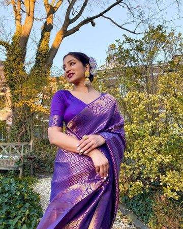 Royal Blue Pure Soft Kota Silk Saree With Lovely Blouse Piece