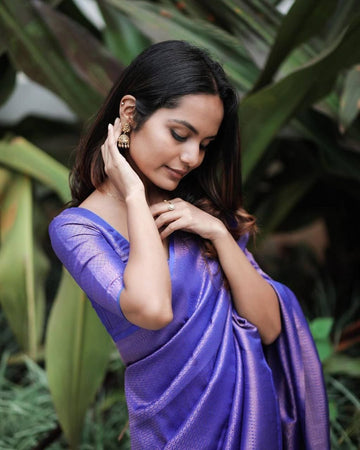 Violet Pure Soft Silk Saree With Attractive Blouse Piece