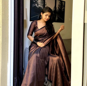Black Pure Soft Silk Saree With Attractive Blouse Piece