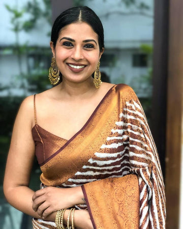 Quintessential Coffee Pure Soft Silk Saree With Magnific Blouse Piece