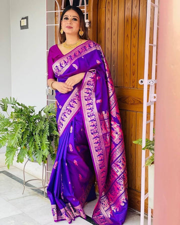 Blue Pure Soft Silk Saree With Lovely Blouse Piece